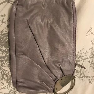 Light lavender wristlet, silver, detachable loop.